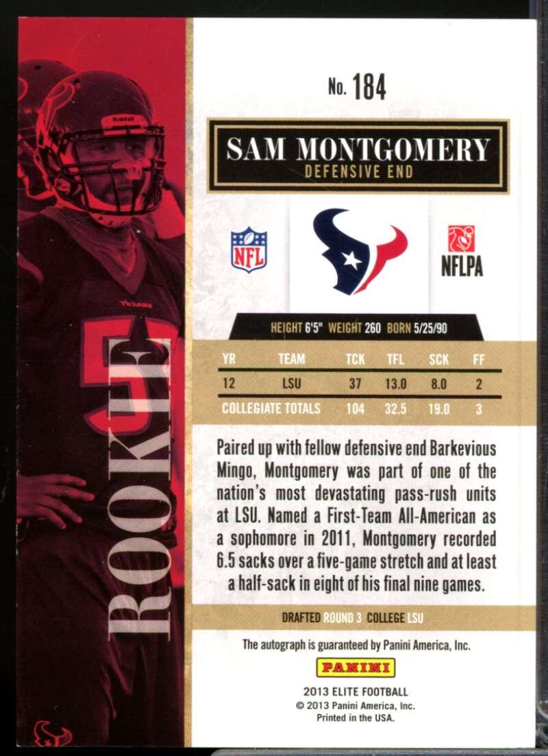 Sam Montgomery /299 Card 2013 Elite Turn of the Century Rookie Autographs #184  Image 2