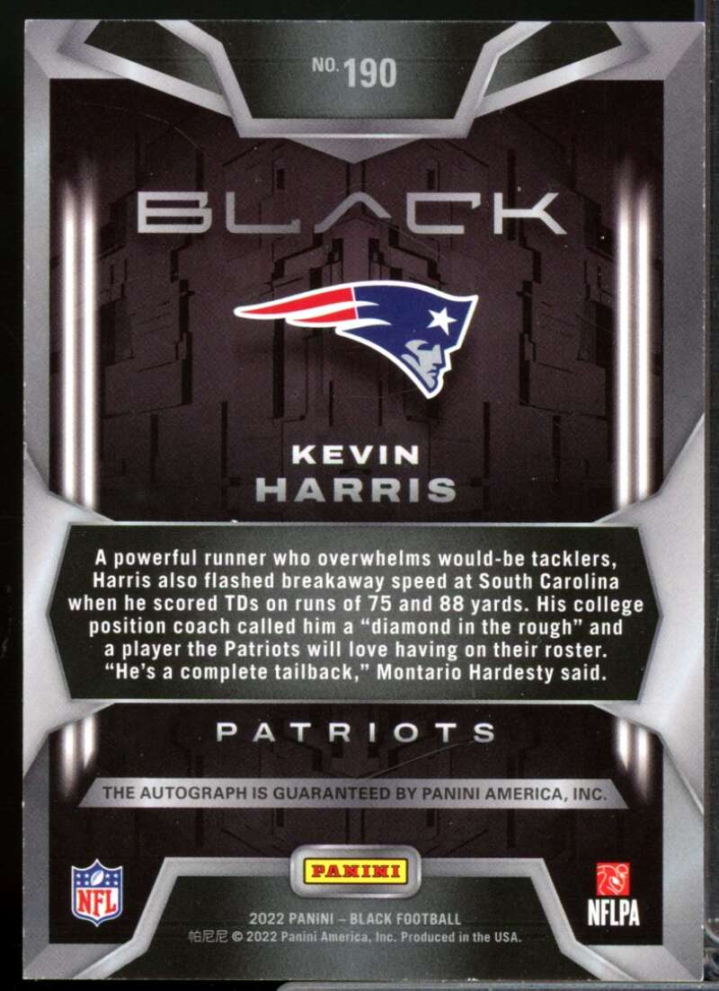Kevin Harris /199 Card 2022 Panini Black Rookies Autographs #190  Image 2
