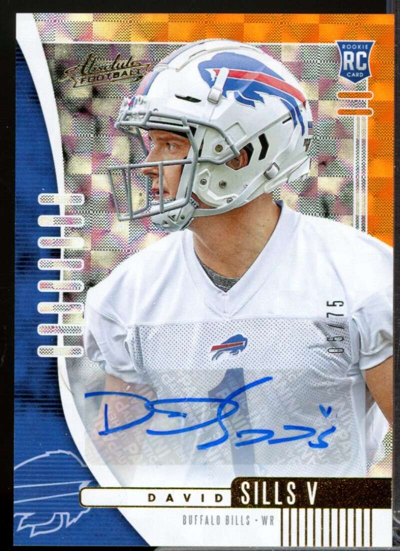 David Sills V /75 Card 2019 Absolute Autograph Rookies Orange Mosaic #197  Image 1