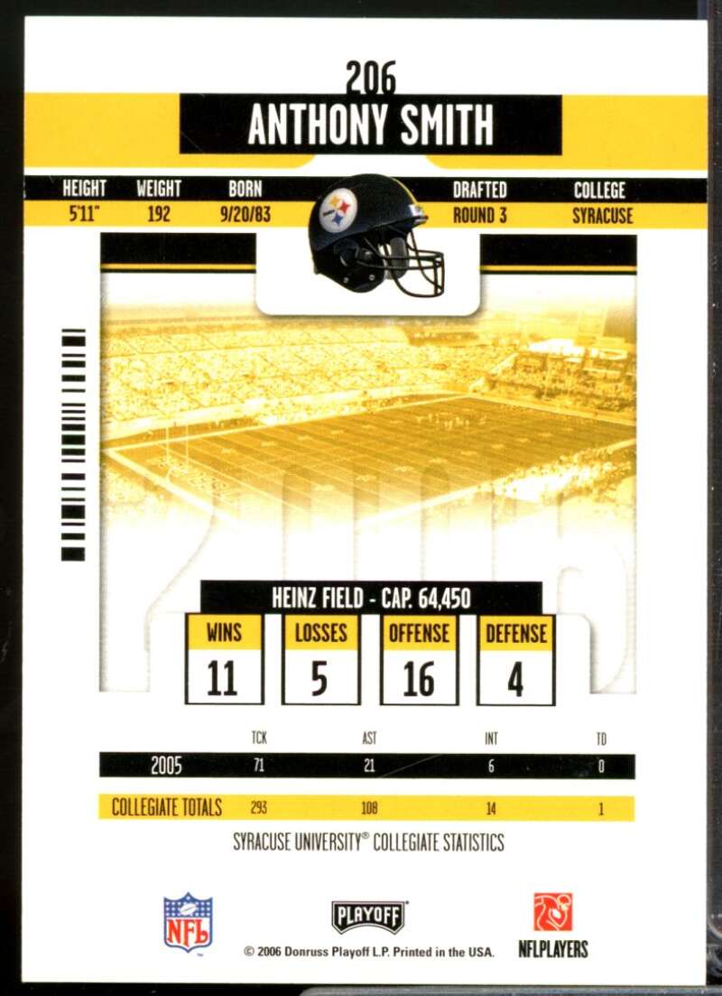 Anthony Smith RC Card 2006 Playoff Contenders Rookie Autograph #206  Image 2