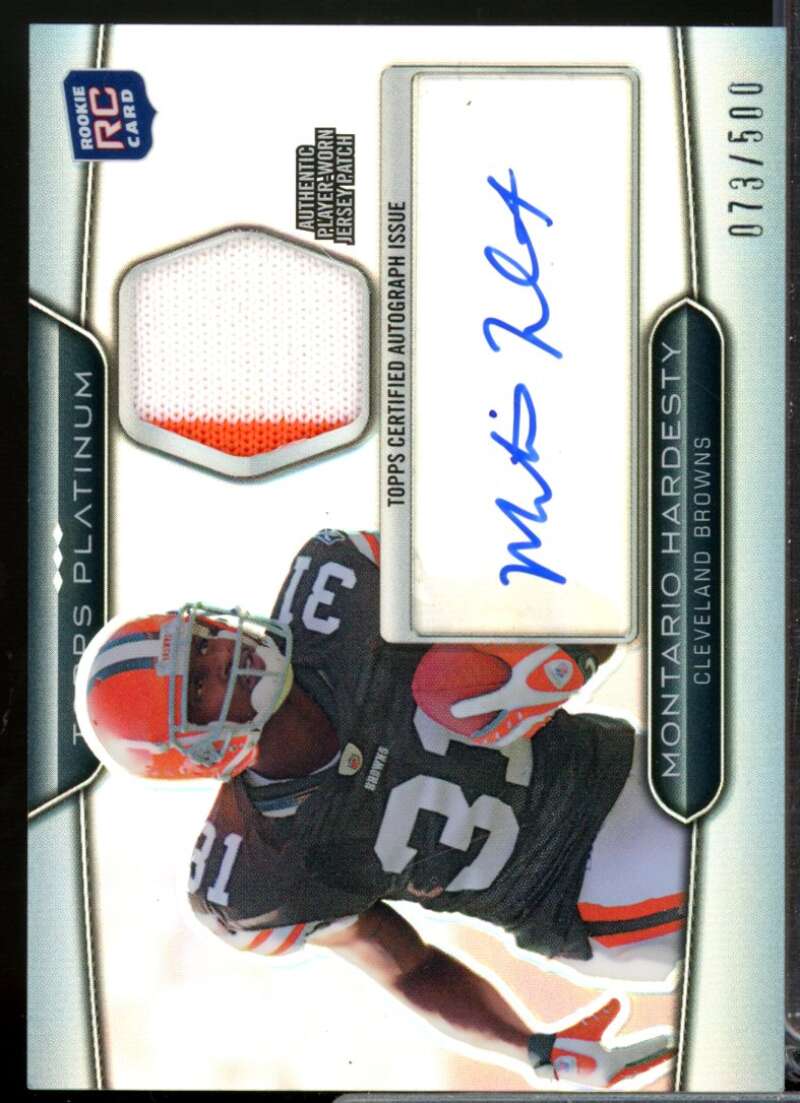 Montario Hardesty /500 Card 2010 Topps Platinum Rookie Patch Autograph #MH  Image 1