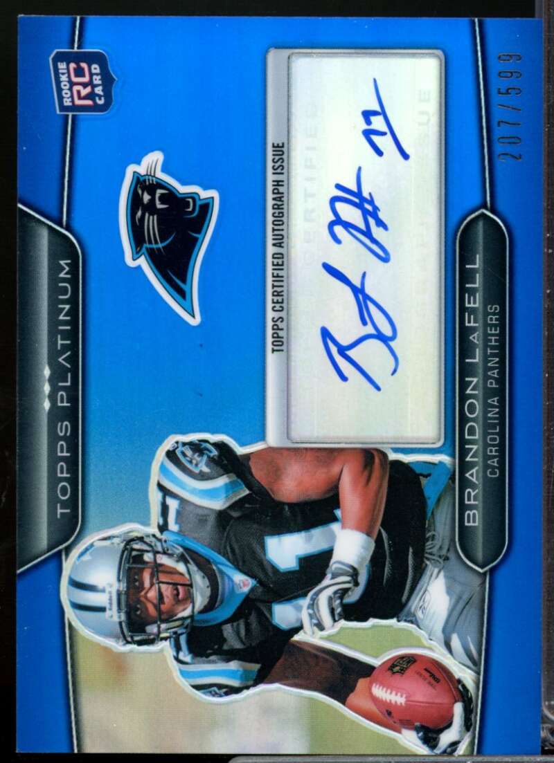 Brandon LaFell Card 2010 Topps Platinum Rookie Autographs Blue Refractors #83  Image 1