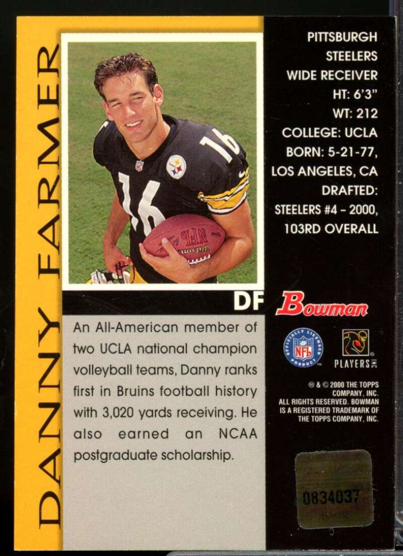 Danny Farmer Card 2000 Bowman Autographs #DF  Image 2