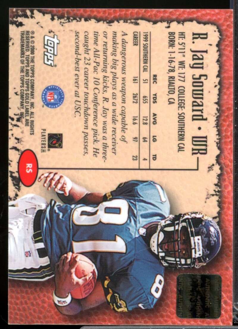 R. Jay Soward Card 2000 Topps Gold Label Rookie Autographs #RS  Image 2
