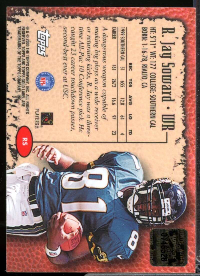 R. Jay Soward Card 2000 Bowman's Best Rookie Autographs #BBRS  Image 2