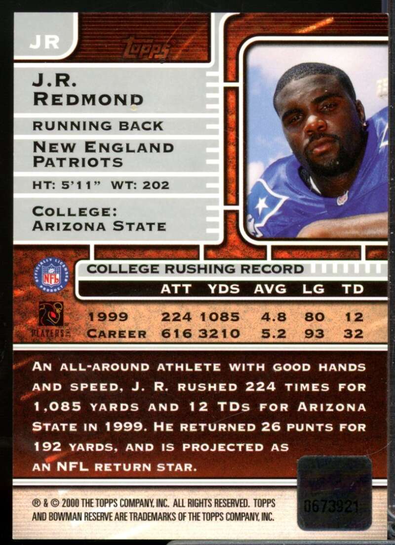 J.R. Redmond Card 2000 Bowman Reserve Rookie Autographs #JR  Image 2