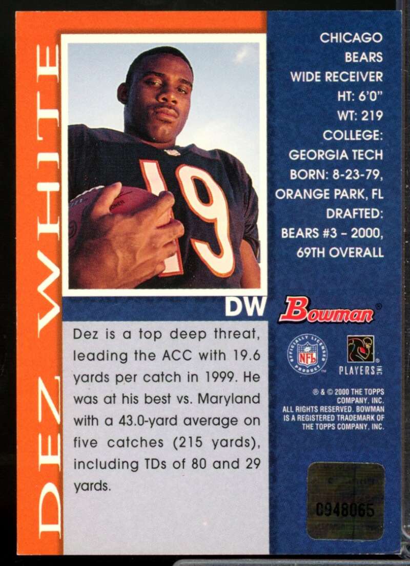 Dez White Card 2000 Bowman Autographs #DW  Image 2