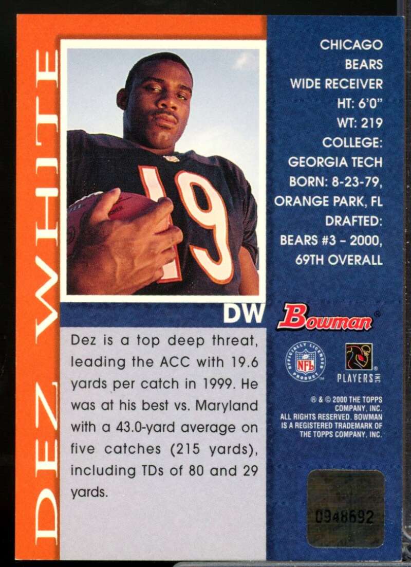 Dez White Card 2000 Bowman Autographs #DW  Image 2