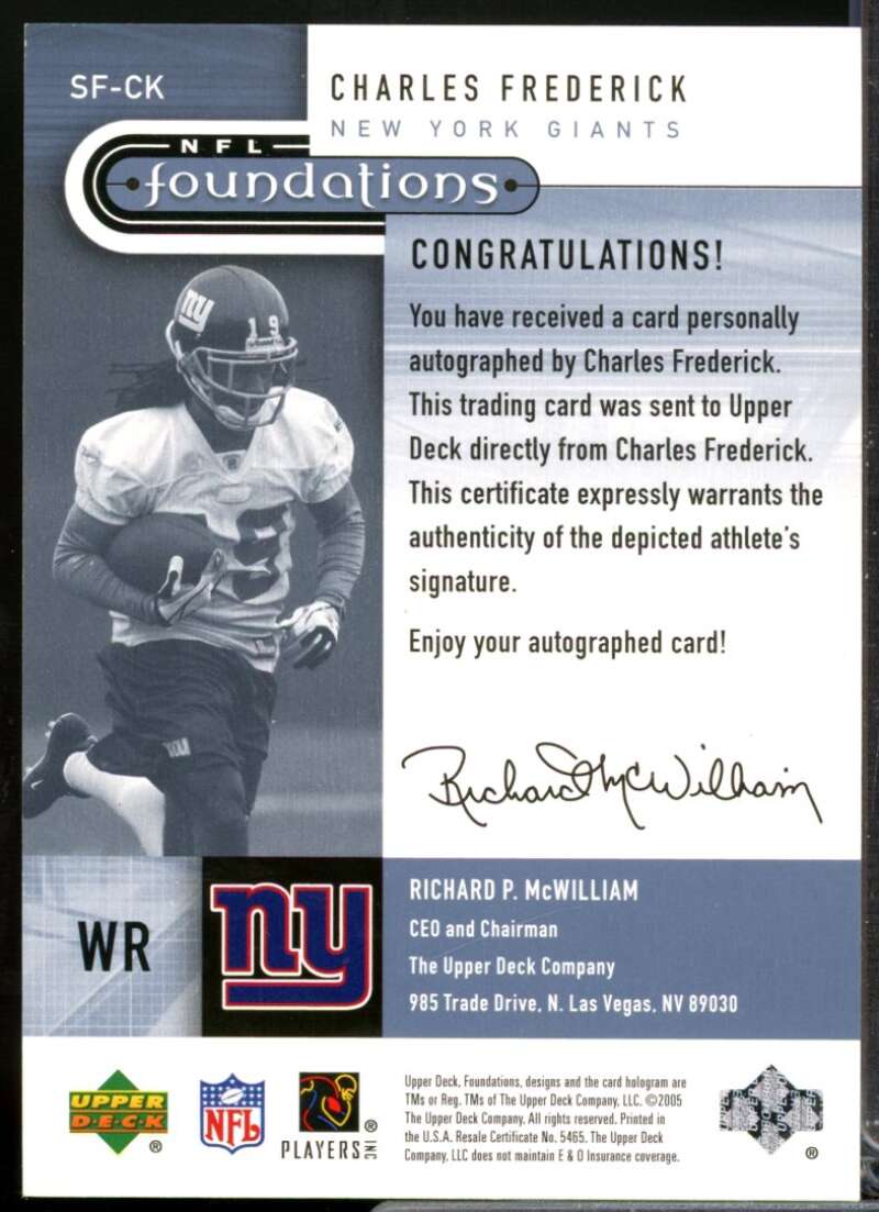 Charles Frederick 2005 Upper Deck Signature Foundations Autograph Silver #SFCK  Image 2