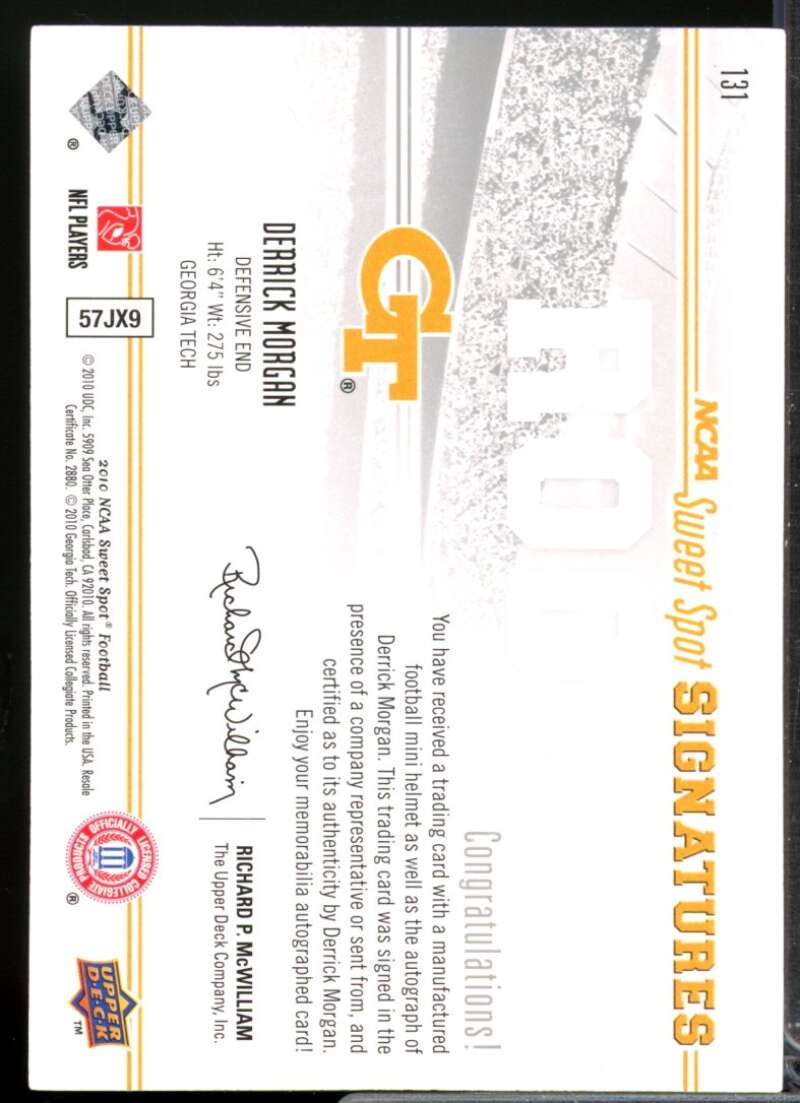 Derrick Morgan /300 RC Card 2010 Sweet Spot Rookie Autograph #131  Image 2
