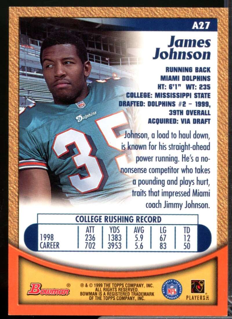 James Johnson Card 1999 Bowman Autographs #A27  Image 2