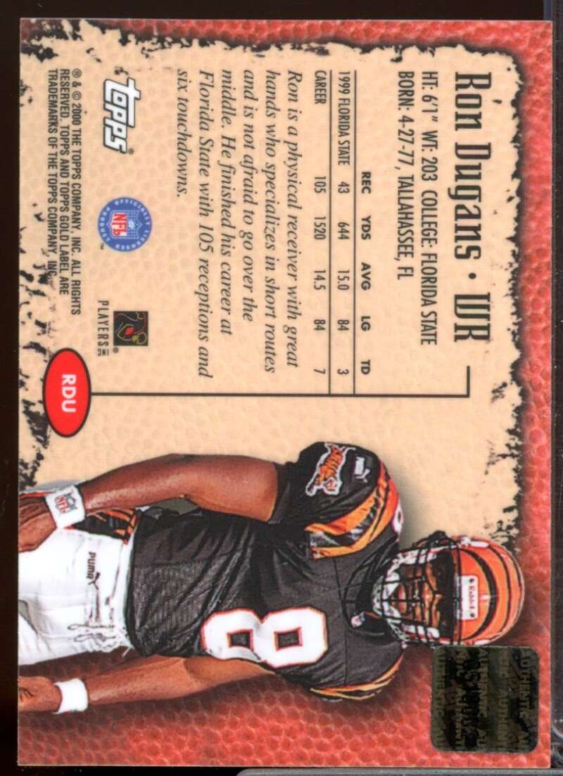 Ron Dugans Card 2000 Topps Gold Label Rookie Autographs #RDU  Image 2