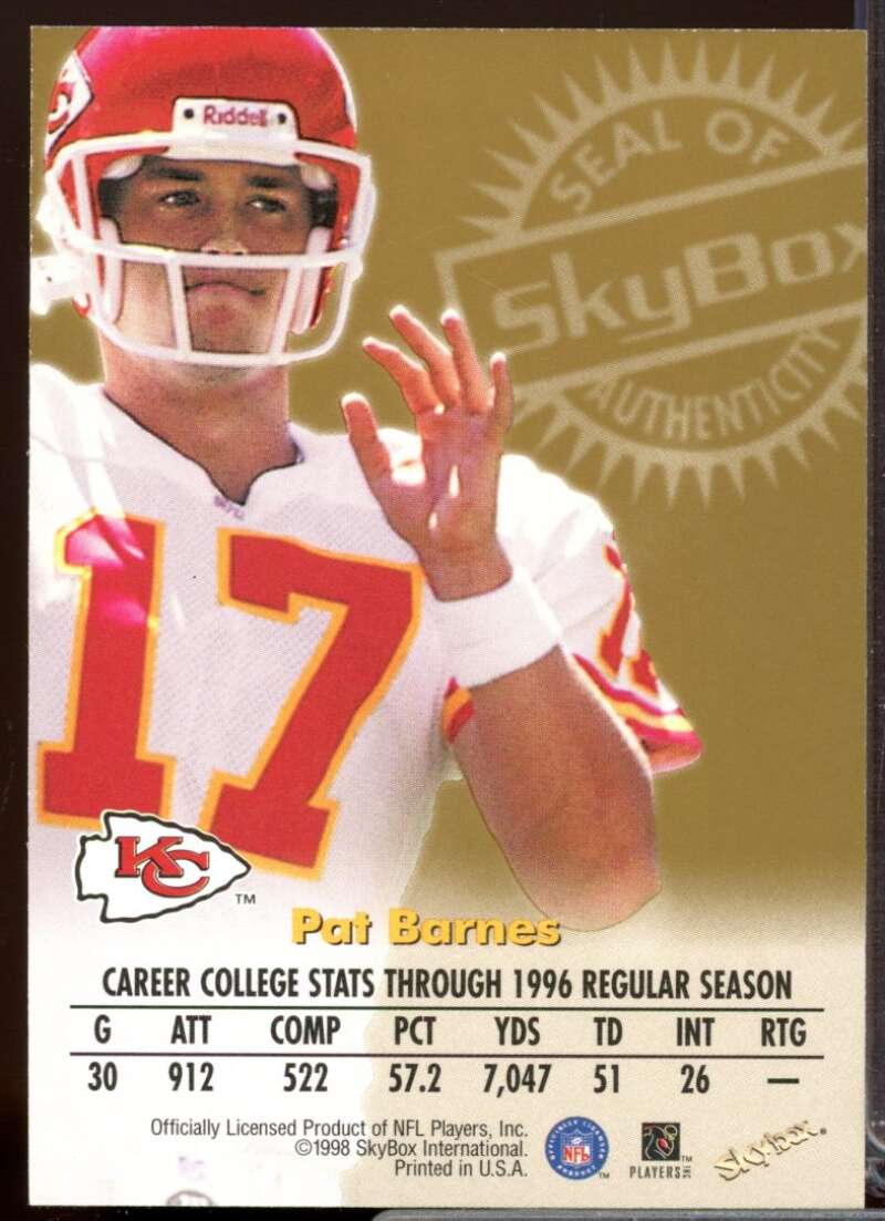 Pat Barnes Card 1998 SkyBox Premium Autographics #6  Image 2