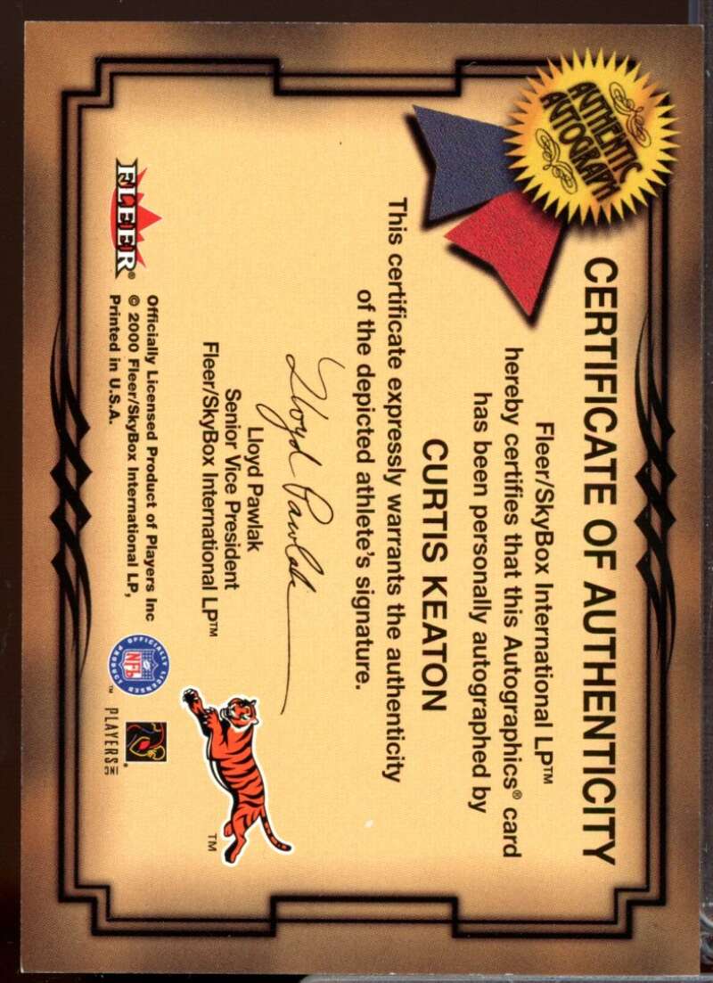 Curtis Keaton Card 2000 Fleer Tradition Autographics #85  Image 2