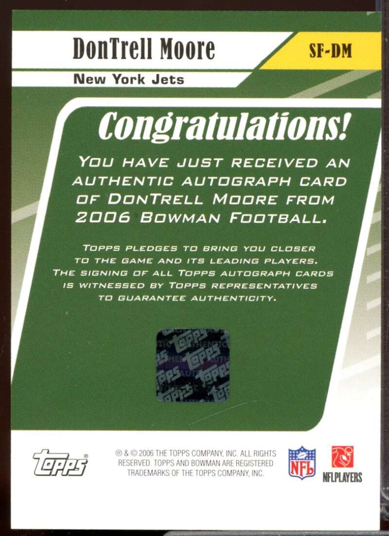 DonTrell Moore Card 2006 Bowman Signs of the Future Autograph #SFDM  Image 2