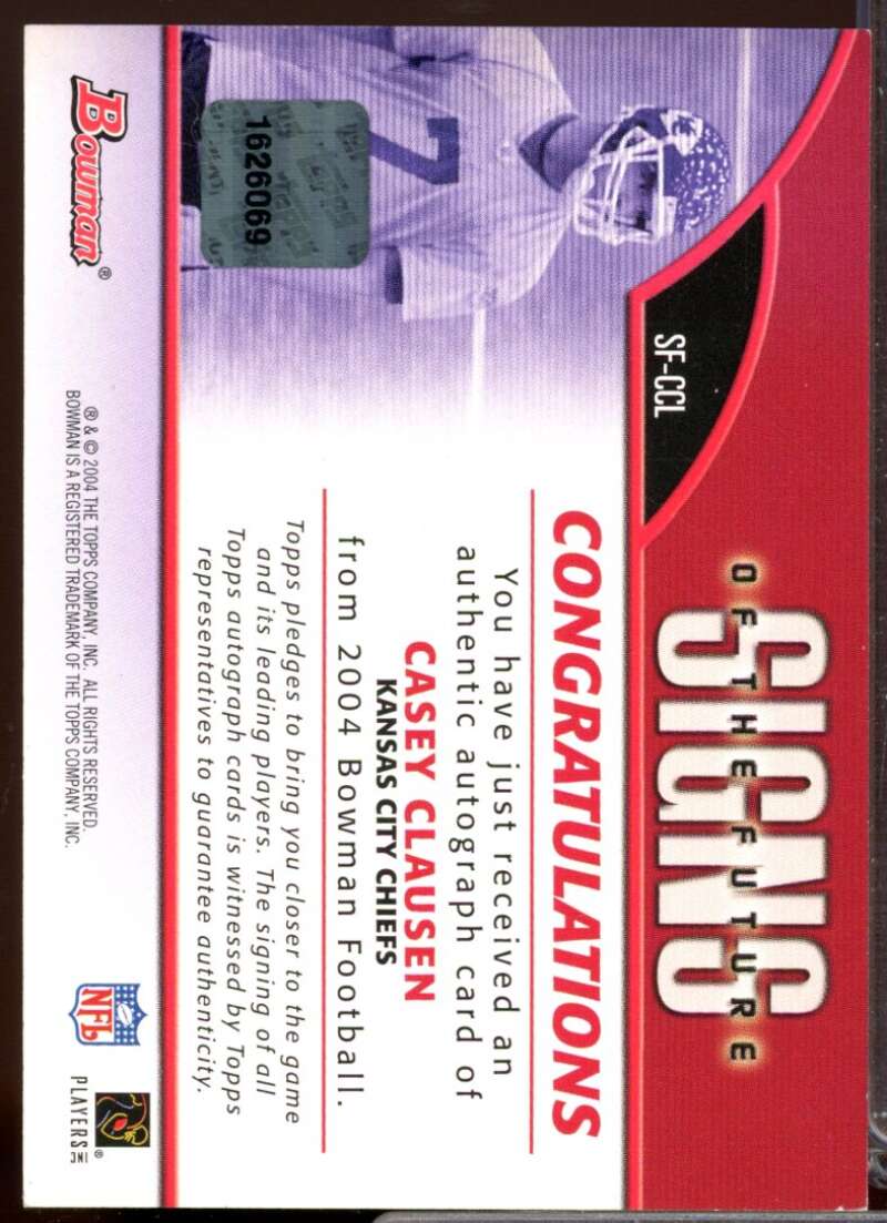 Casey Clausen Card 2004 Bowman Signs of the Future Autographs #SFCCL  Image 2