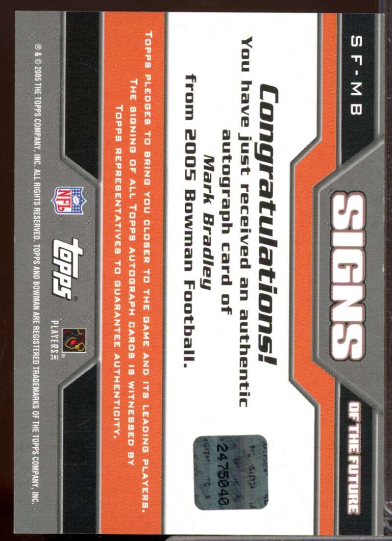 Mark Bradley Card 2005 Bowman Signs of the Future Autographs #SFMB  Image 2