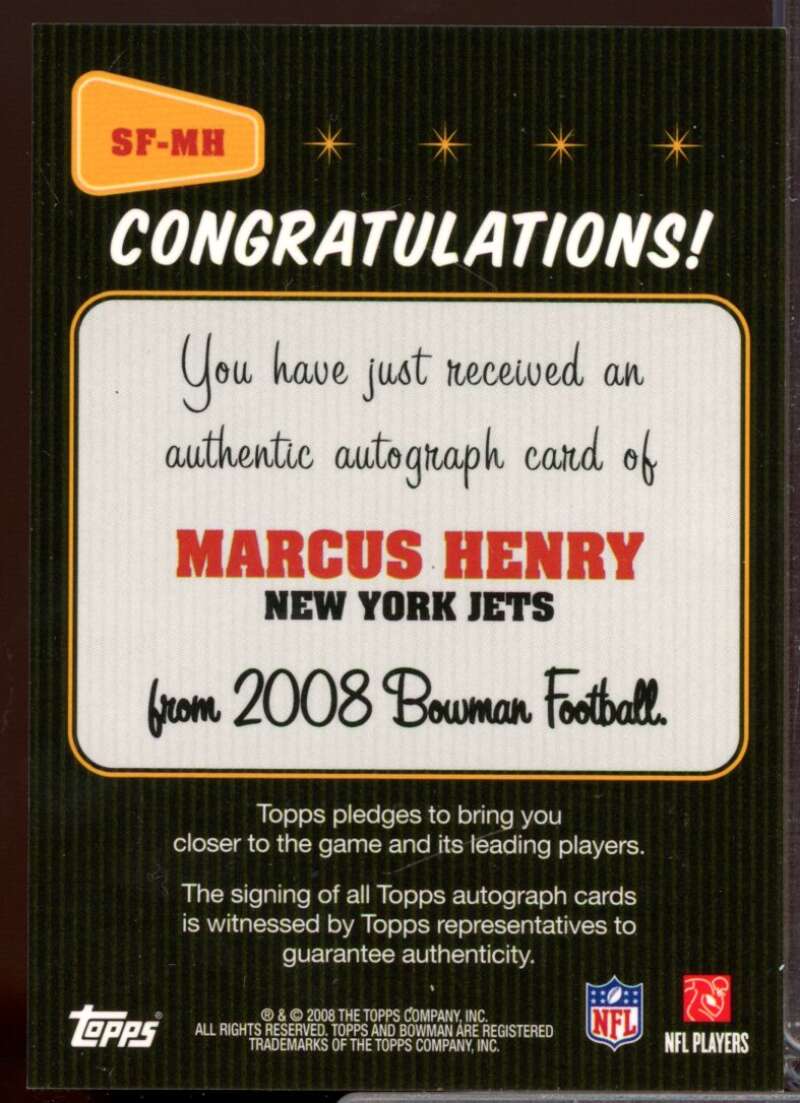 Marcus Henry Card 2008 Bowman Signs of the Future Autograph #SFMH  Image 2