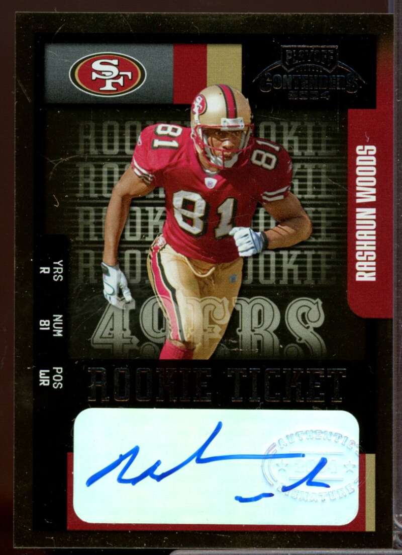 Rashaun Woods RC Card 2004 Playoff Contenders Rookie Autograph #165  Image 1