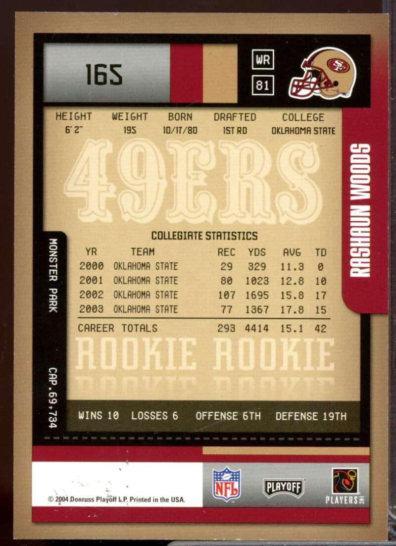 Rashaun Woods RC Card 2004 Playoff Contenders Rookie Autograph #165  Image 2
