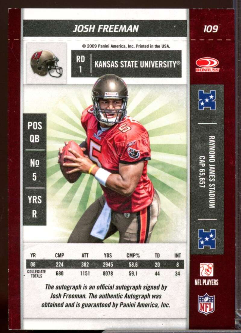 Josh Freeman RC Card 2009 Playoff Contenders Rookie Autograph #109  Image 2