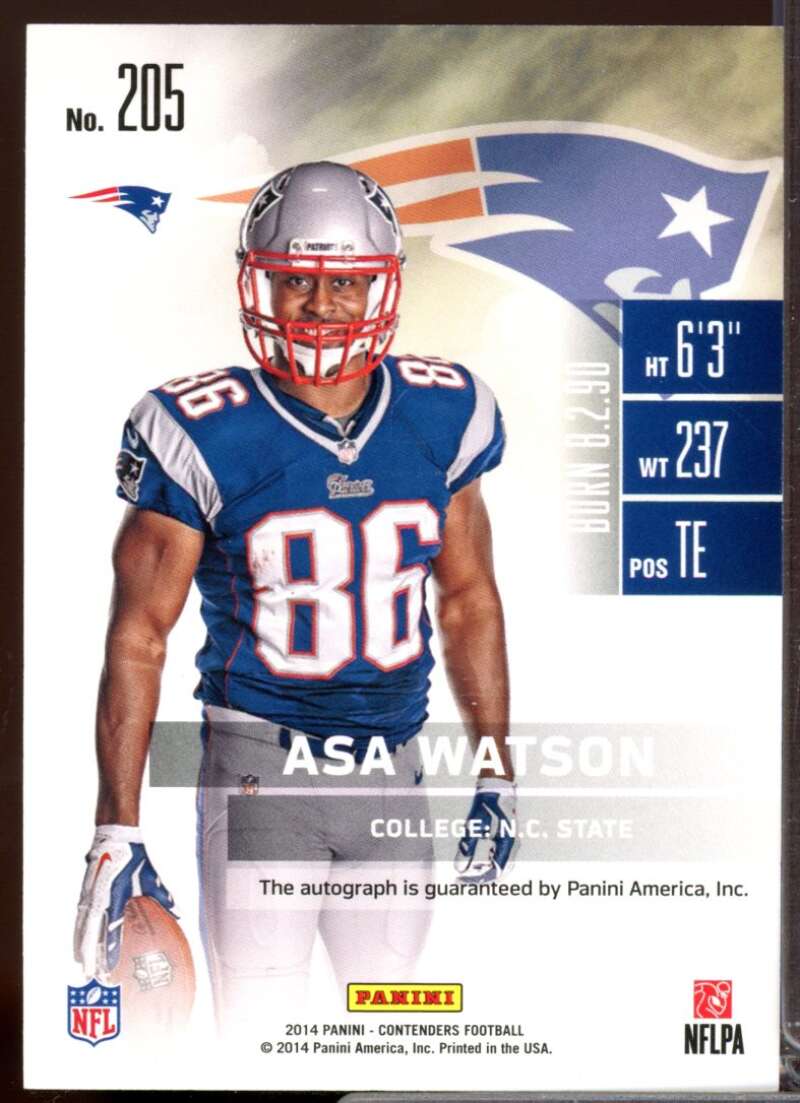 Asa Watson SP Card 2014 Panini Contenders Rookie Autograph #205B  Image 2