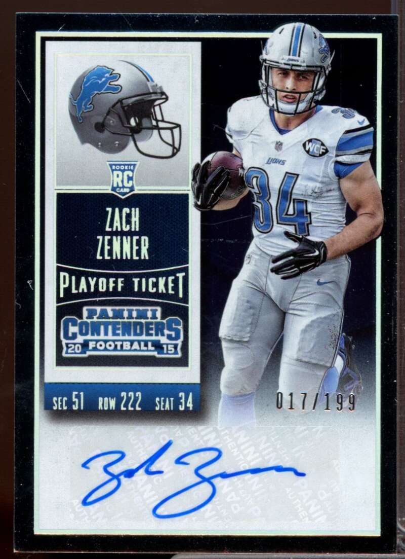 Zach Zenner /199 2015 Panini Contenders Rookie Autograph Playoff Ticket #279  Image 1