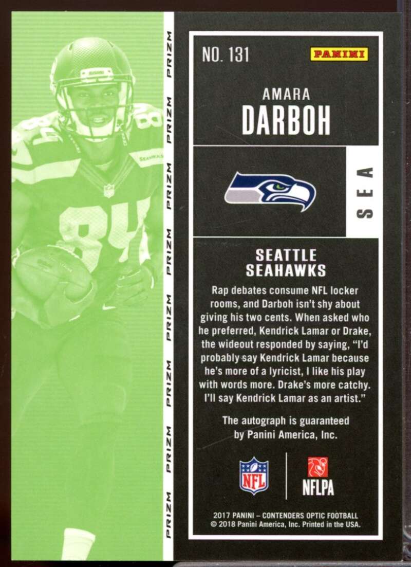 Amara Darboh RC Card 2017 Panini Contenders Optic Rookie Autograph #131  Image 2