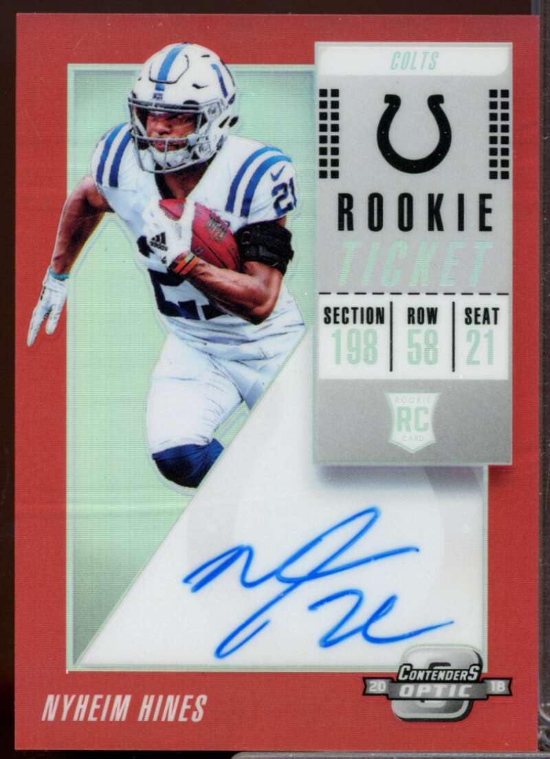Nyheim Hines /199 Card 2018 Panini Contenders Optic Rookie Autograph Red #129  Image 1