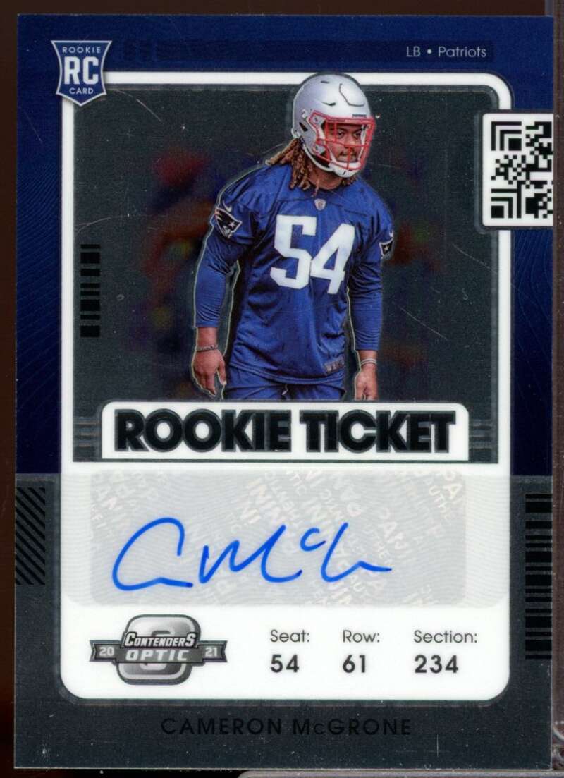 Cameron McGrone RC Card 2021 Panini Contenders Optic Rookie Autograph #202  Image 1