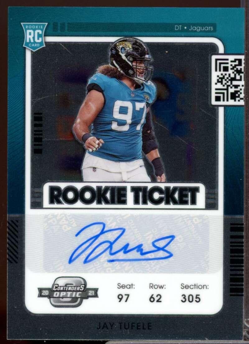 Jay Tufele RC Card 2021 Panini Contenders Optic Rookie Autograph #175  Image 1