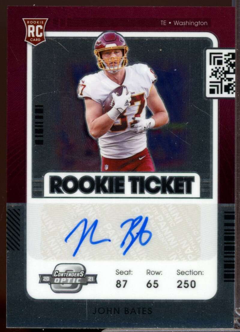 John Bates RC Card 2021 Panini Contenders Optic Rookie Autograph #177  Image 1