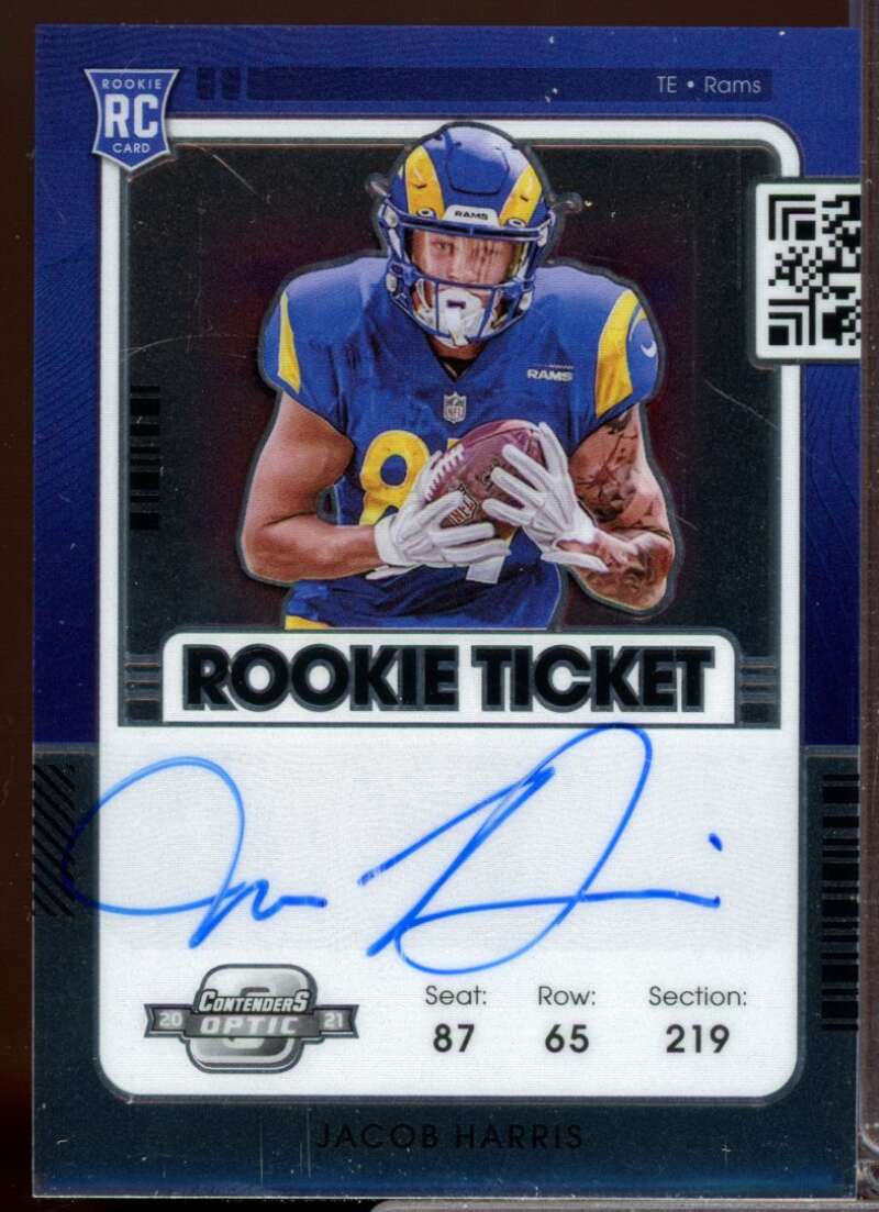 Jacob Harris RC Card 2021 Panini Contenders Optic Rookie Autograph #138  Image 1