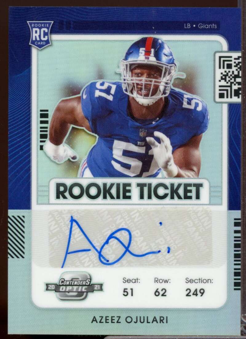 Azeez Ojulari RC Card 2021 Panini Contenders Optic Rookie Autograph Silver #166  Image 1