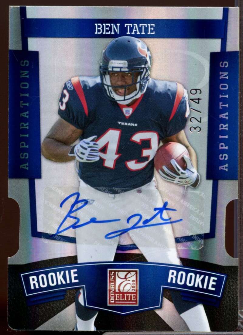 Ben Tate /49 Card 2010 Donruss Elite Aspirations Rookie Autographs #105  Image 1