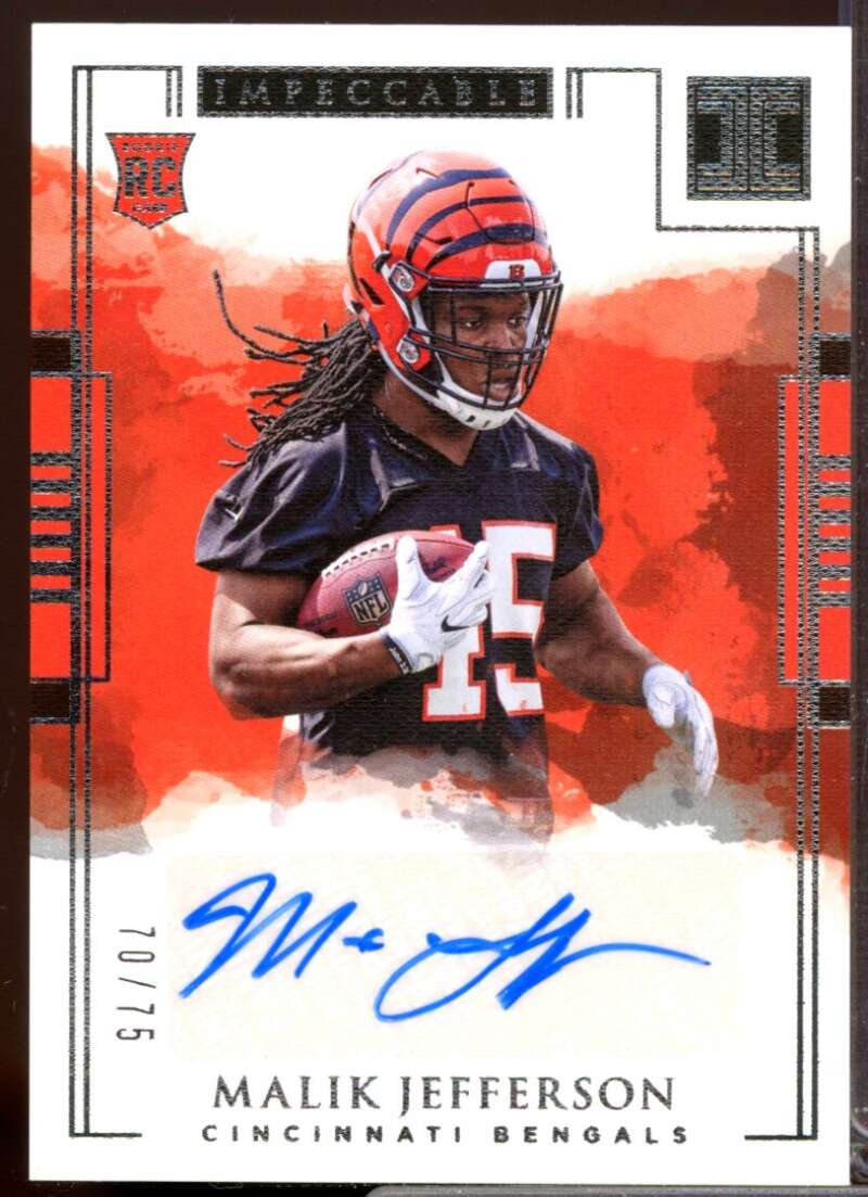 Malik Jefferson RC Card 2018 Panini Impeccable Rookie Autograph #161  Image 1