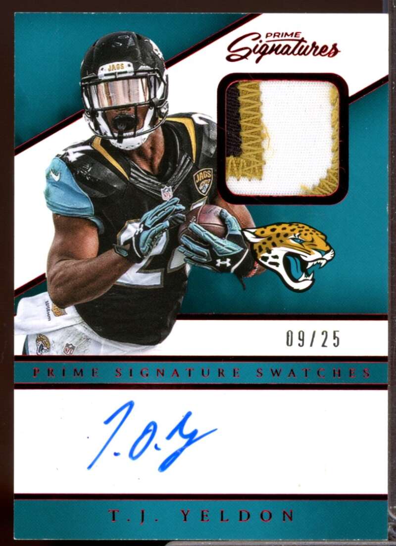 T.J. Yeldon /25 2016 Prime Signatures Prime Signature Autograph Swatches Red #2  Image 1