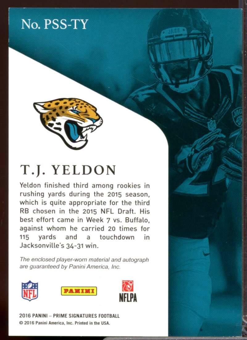 T.J. Yeldon /25 2016 Prime Signatures Prime Signature Autograph Swatches Red #2  Image 2