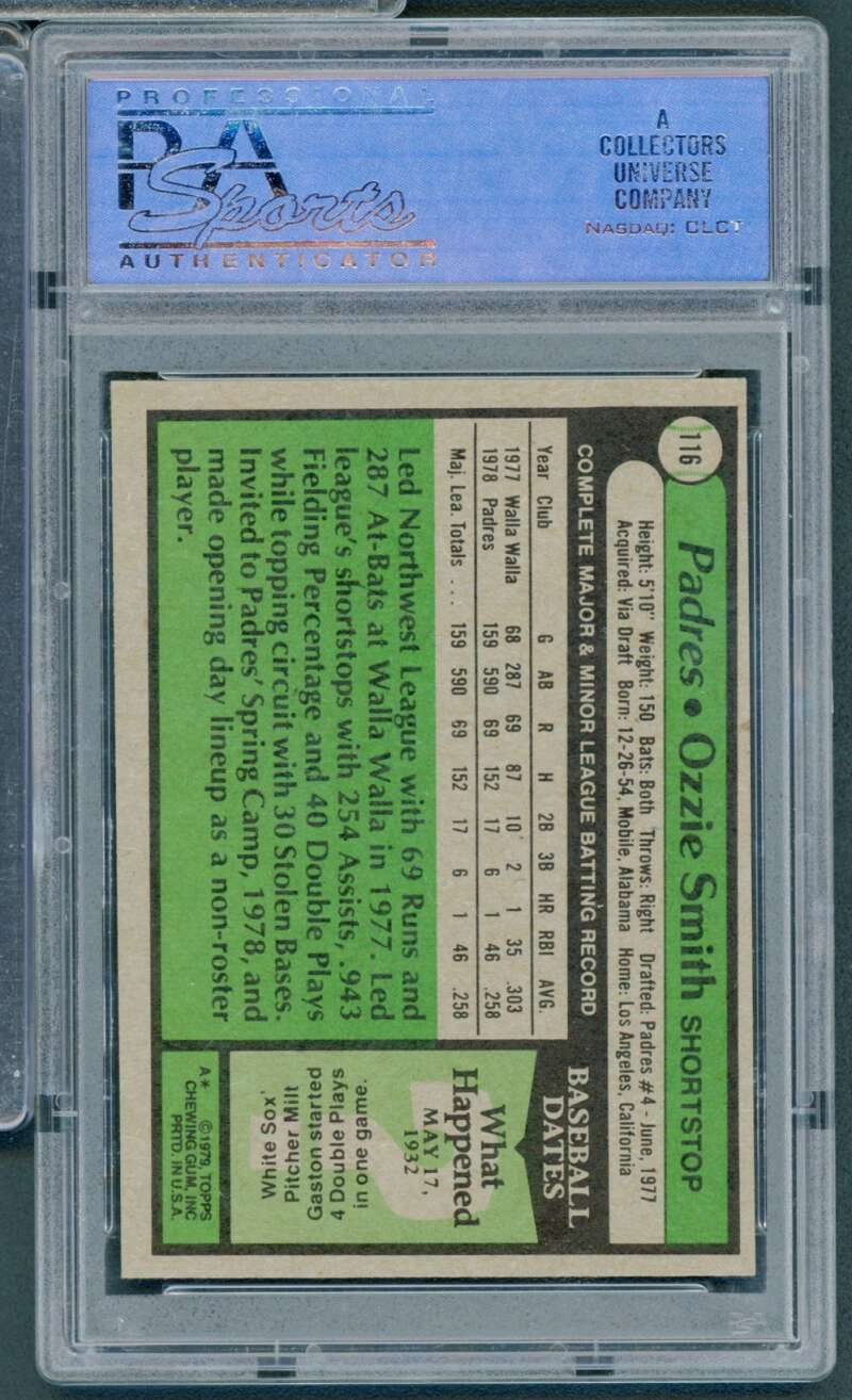 Ozzie Smith Rookie Card 1979 Topps #116 PSA 8 Image 2