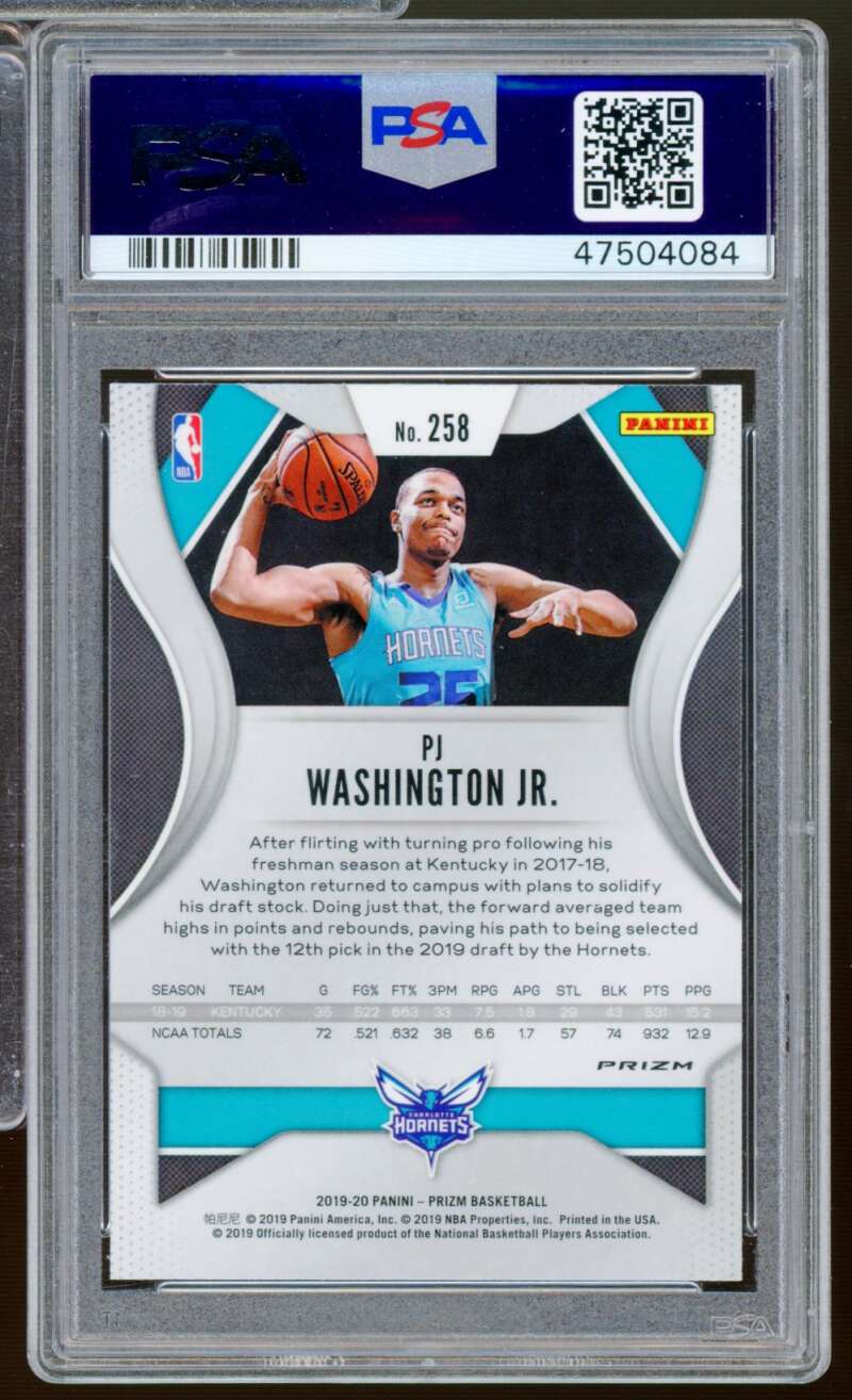 PJ Washington Jr. Rookie Card 2019-20 Panini Prizm Silver Prizm #258 PSA 10 Image 2