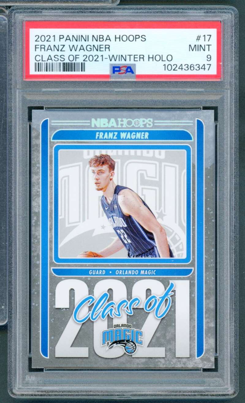 Franz Wagner Rookie 2021-22 NBA Panini Hoops Class 2021 Winter Holo #17 PSA 9 Image 1