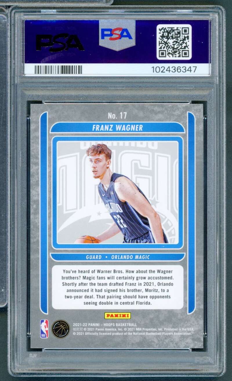 Franz Wagner Rookie 2021-22 NBA Panini Hoops Class 2021 Winter Holo #17 PSA 9 Image 2