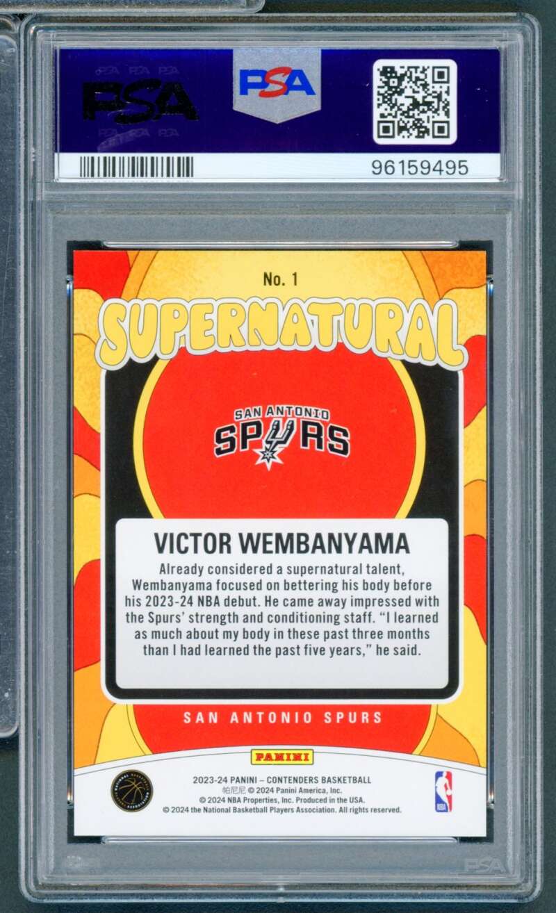 Victor Wembanyama Rookie Card 2023-24 Contenders Supernatural #1 PSA 10 Image 2