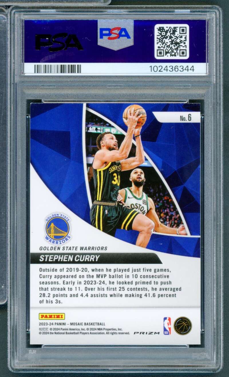 Stephen Curry Card 2023-24 Mosaic Elevate Green #6 PSA 9 Image 2