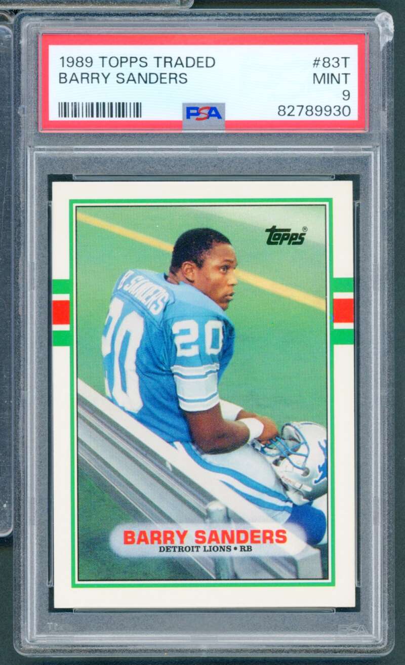 Barry Sanders Rookie Card 1989 Topps Traded #83T PSA 9 Image 1