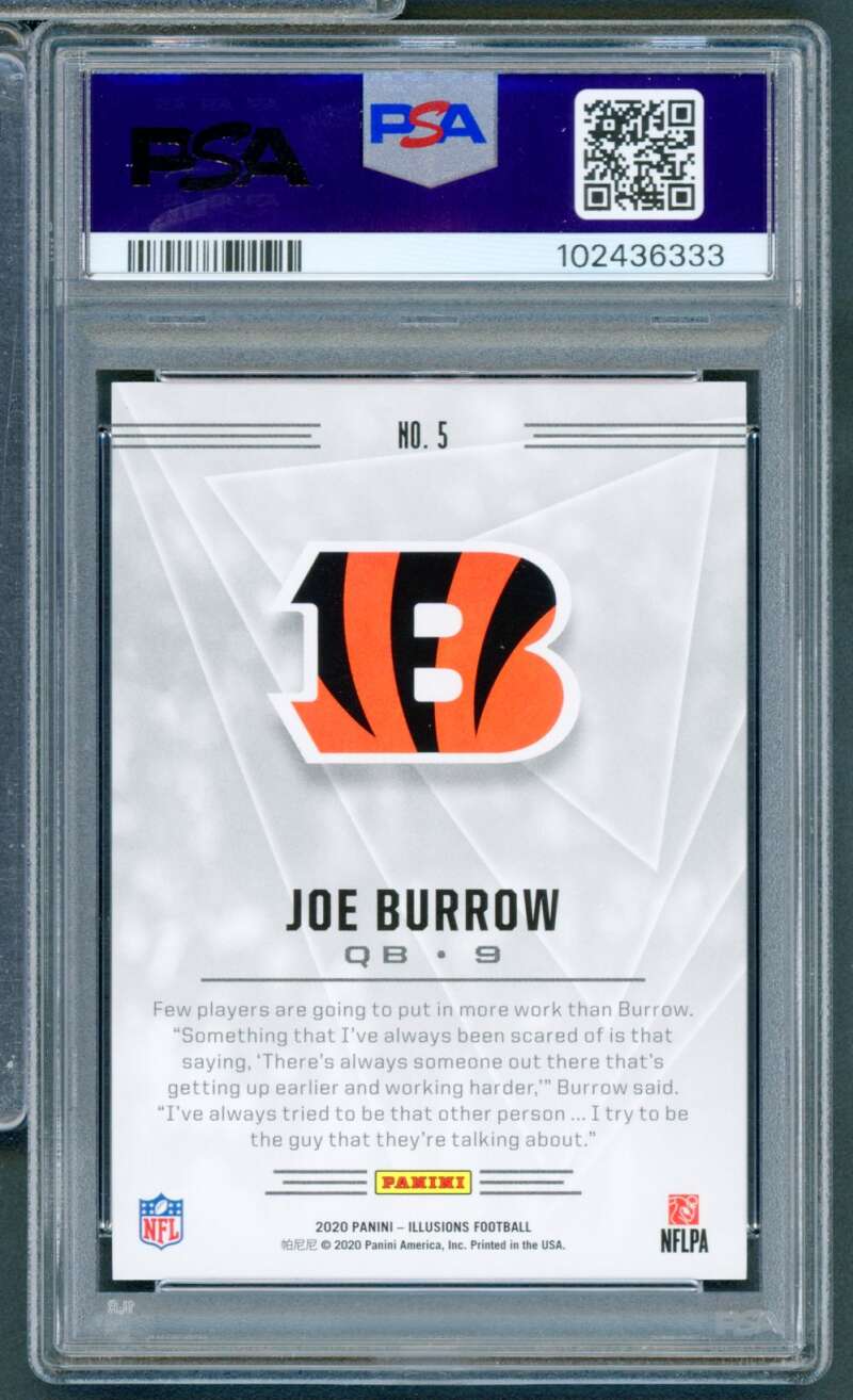 Joe Burrow Rookie Card 2020 Panini Illusions Retail #5 PSA 10 Image 2