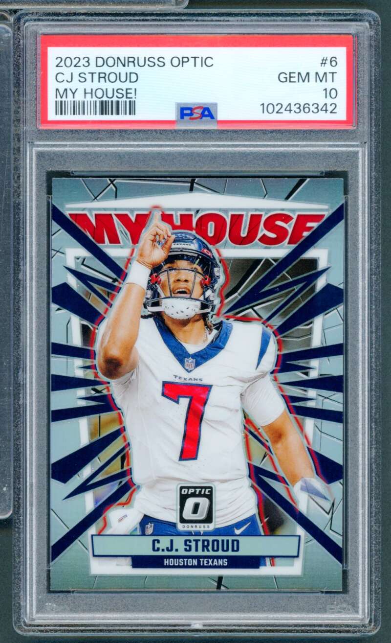 C.J. Stroud Rookie Card 2023 Donruss Optic My House Silver Prizm #6 PSA 10 Image 1
