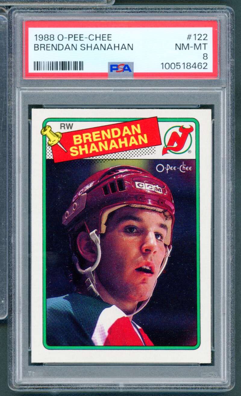 Brendan Shanahan Rookie Card 1988-89 O-Pee-Chee #122 PSA 8 Image 1