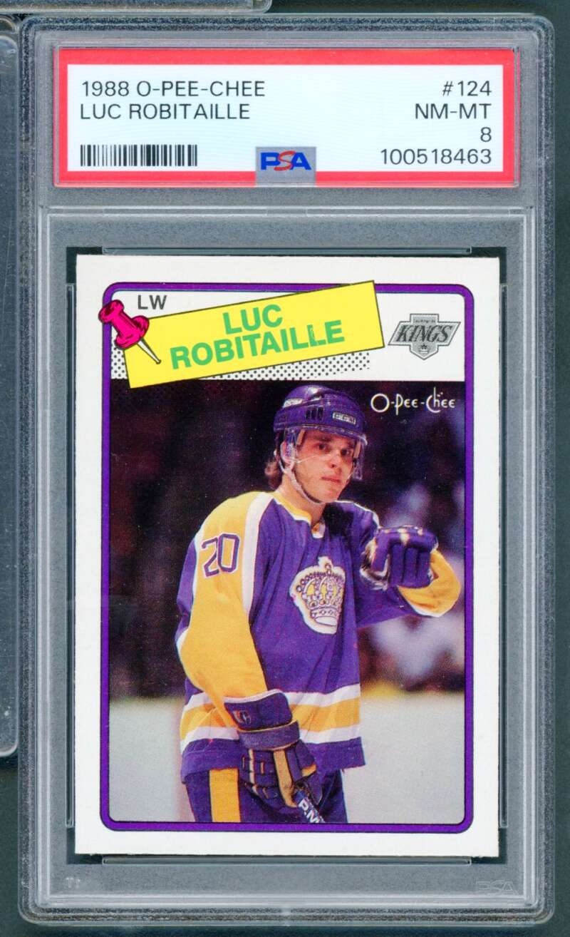 Luc Robitaille Card 1988-89 O-Pee-Chee #124 PSA 8 Image 1