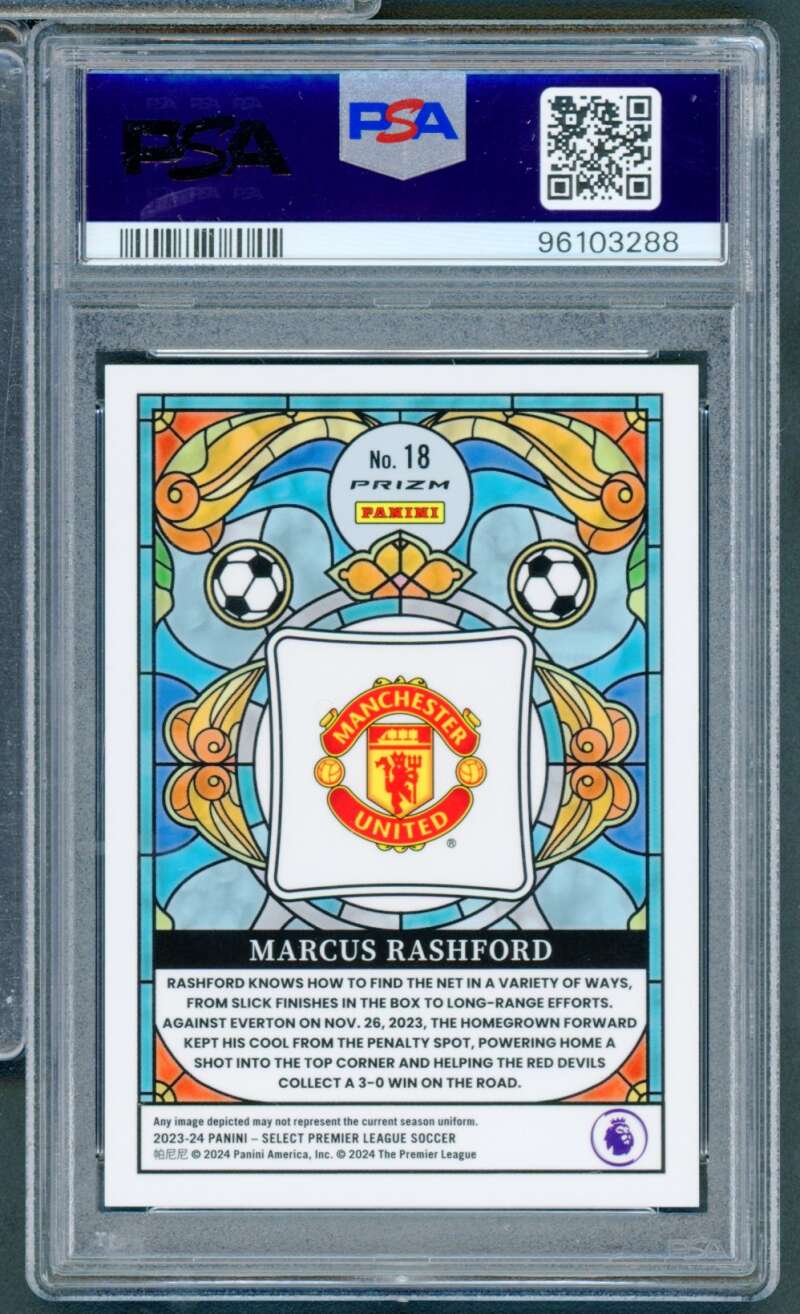 Marcus Rashford Card 2023-24 Select P/L Stained Glass #18 PSA 6 Image 2